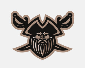 Pirate modern mascot logo. Buccaneer template design emblem for a sport and eSport team.