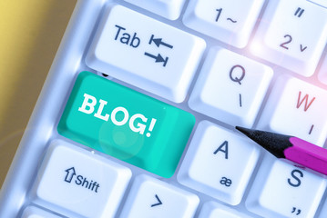 Handwriting text Blog. Conceptual photo regularly updated website or web page run by an individual...