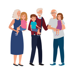 Obraz premium grandparents with grandchildren avatar character vector illustration design