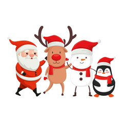 Fototapeta na wymiar reindeer with characters of merry christmas vector illustration design