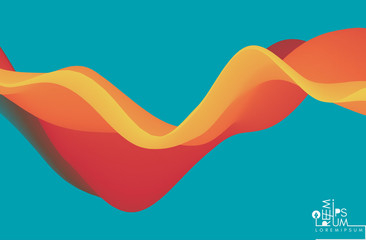 Abstract wavy background with modern gradient colors. Trendy liquid design. Motion sound wave. Vector illustration for banners, flyers and presentation.