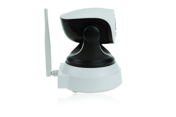 Security camera isolated on white background with clipping path. IP camera.