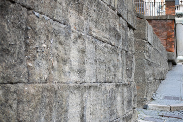 old stone wall in rome italy