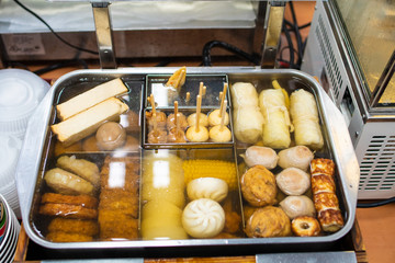 Oden Japanese hot pot dish Japan food on the international chain of convenience stores at taiwan