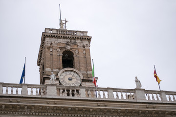 detail of the tower The Basilica of Our Lady in Trastevere Rome
