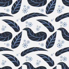 Obraz premium Nature and Blue Leaves seamless pattern