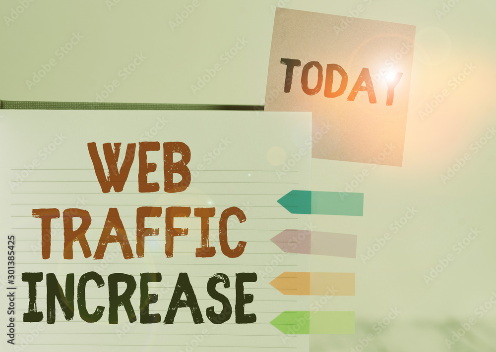 Poster word writing text web traffic increase. business photo showcasing expand visitors to a website a num