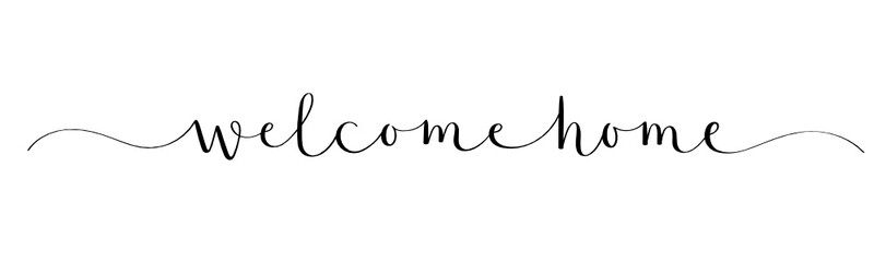 Fototapeta na wymiar WELCOME HOME black vector brush calligraphy banner with swashes