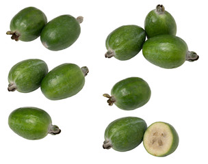 Set tropical fruit feijoa whole and cut in half.
