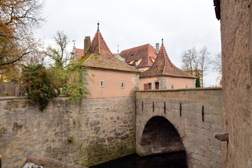 Fototapeta na wymiar Festung der historischen Stadt Rothenburg ob der Tauber, Bayern