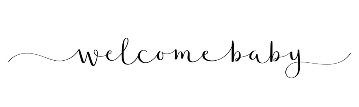 WELCOME BABY Black Vector Brush Calligraphy Banner With Swashes