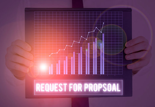 Text sign showing Request For Proposal. Business photo showcasing document contains bidding process by agency or company