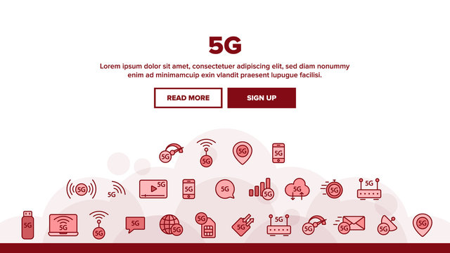 5G Fast Network, Connection To Website Vector Icons Set. High Speed Internet, 5G Generation Of Service Contour. Internet Provider, Connection Type, Wifi, Wireless Distribution Thin Line Illustration