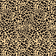 Colored texture of giraffe fur. Repetitive animalistic fur background. Design for printing, fabric. Vector seamless pattern.