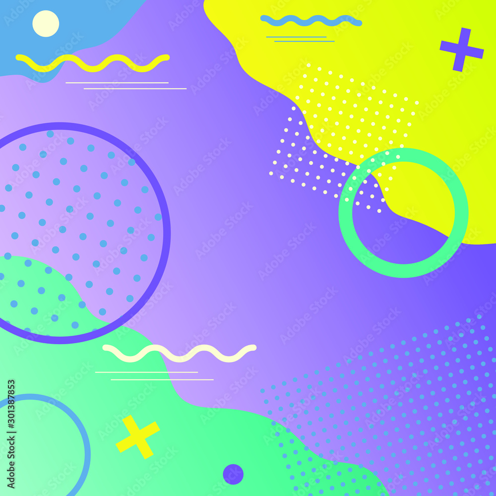 Aufkleber memphis style abstract background with simple geometric shapes.