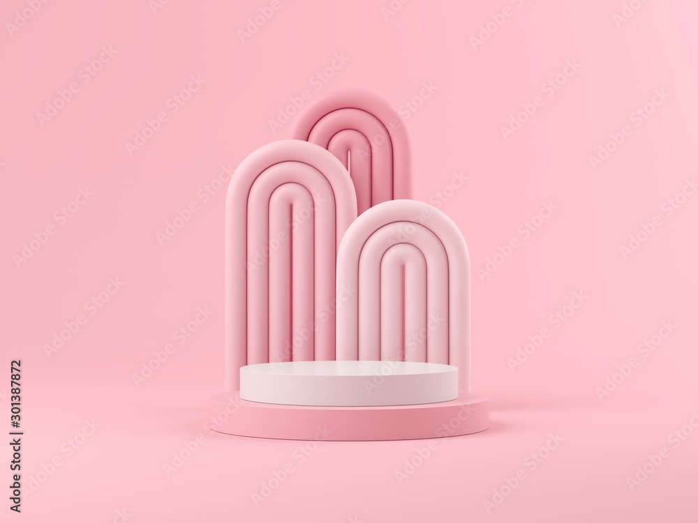 Aufkleber abstract pink geometry shape background. podium minimalist mock up scene. 3d rendering.