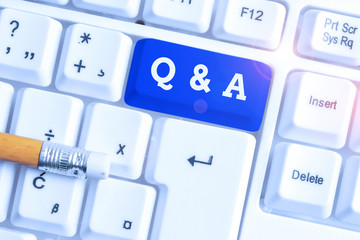 Conceptual hand writing showing Q And A. Concept meaning a period of time or an occasion when...