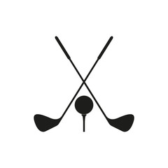 Golf club and ball icon. Simple vector illustration