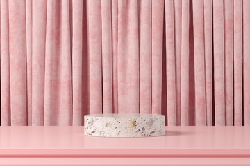 Abstract pink geometry shape background. podium minimalist mock up scene. 3d rendering.