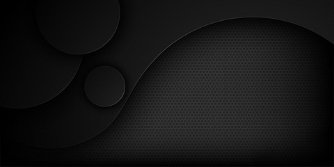 Black abstract vector background with overlapping characteristics.