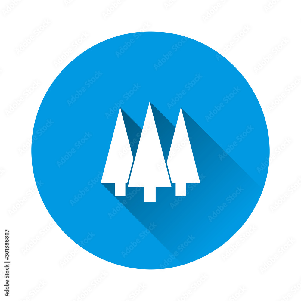 Poster vector image of christmas tree. flat image fir-tree on blue background. flat image with long shadow.