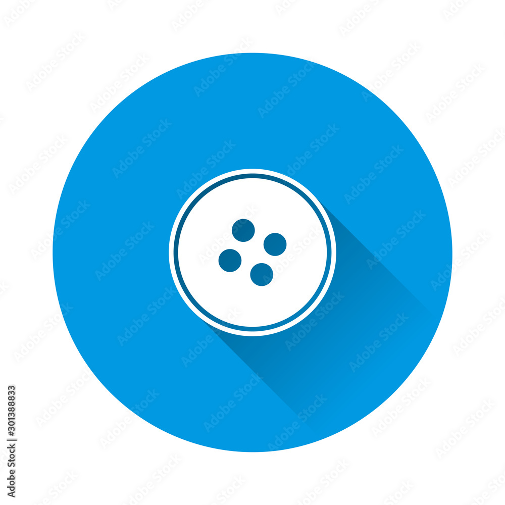Poster vector button for clothes on blue background. flat image with long shadow.