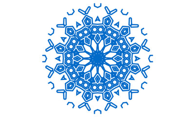 Isolated vector blue snowflake mandala pattern