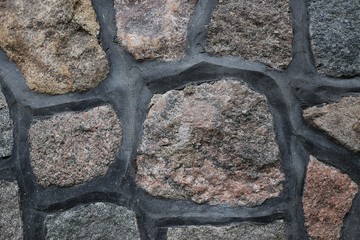 Closeup of a cobblestone stone wall