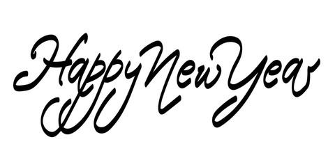 Fototapeta na wymiar Happy New Year vector hand written lettering. Hand drawing text
