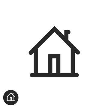 Home icon vector isolated, line outline art black and white house shape pictogram or silhouette symbol modern design clipart