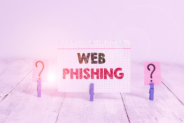 Text sign showing Web Phishing. Business photo showcasing fraudulent attempt to obtain sensitive...