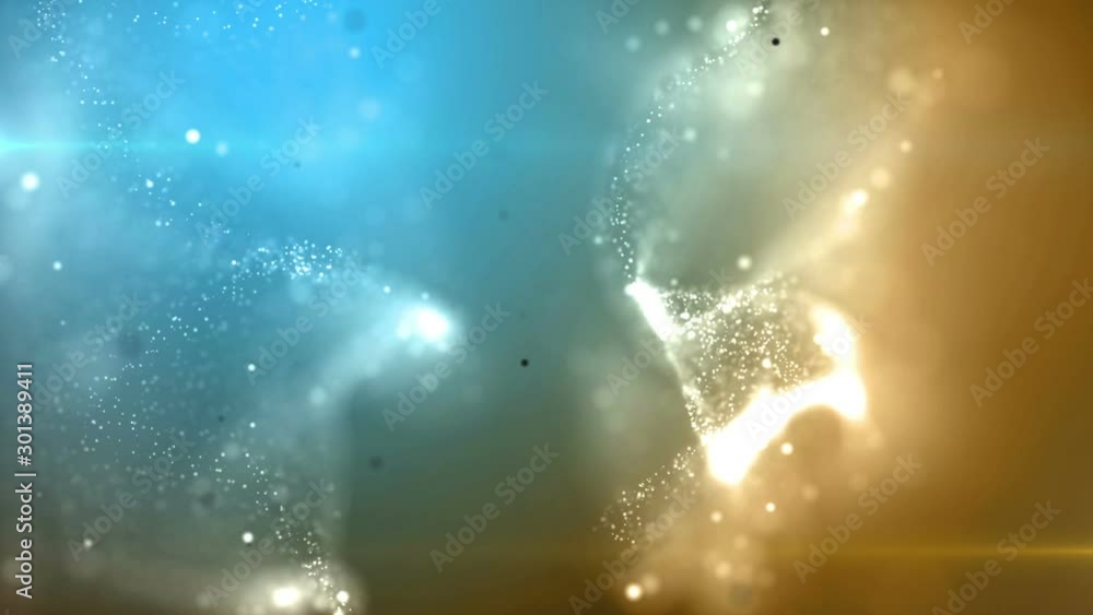 Poster elegant fantasy abstract technology, science and engineering motion background with particles in org