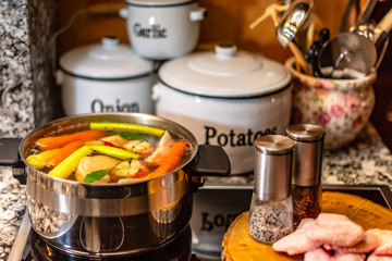 Fresh homemade chicken soup in the kitchen © Olgierd Kajak