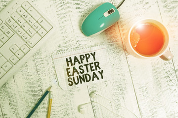 Conceptual hand writing showing Happy Easter Sunday. Concept meaning Greeting someone about...