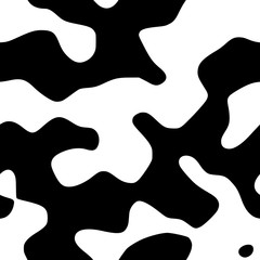 Monochromatic camouflage seamless pattern. Black and white cowhide tiling.