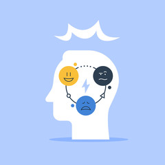 Positive psychology concept, psychological test, control feelings, mood swing