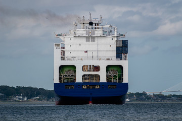 Cargo ship entering Jaxport in Jacksonville Florida. 