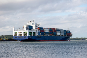 Cargo ship entering Jaxport in Jacksonville Florida. 