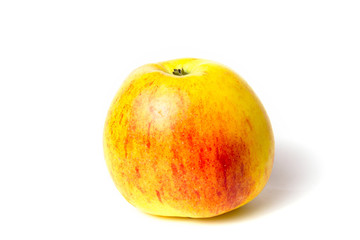 Yellow red apple on a white background