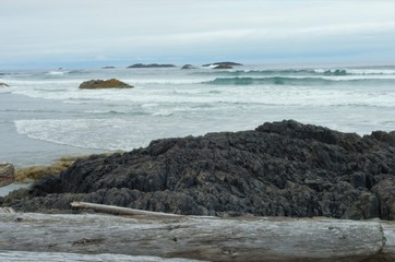 Fototapeta na wymiar The surfing heaven of the Pacific Rim National Park in British Columbia, Canada 