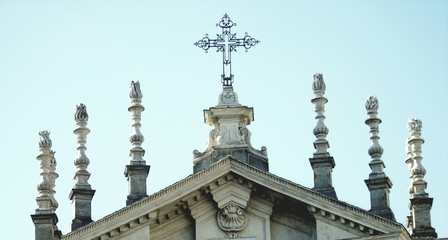 Torino, Italy - 10/24/2019: An amazing caption of Turin city in a beautifull sunny day. Detailed photography of the old buildings in the center of the city from the kingdom period in Italy.