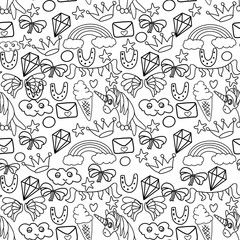 Seamless pattern doodle doodles for background or paper packaging.
