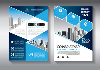 Business abstract vector template. Brochure design, cover modern layout, annual report, poster, flyer in A4 with colorful triangles, geometric shapes for tech, science, market with light background