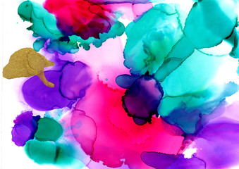 Alcohol ink.  Background. White Marble Texture. Sophisticated Illustration. Gold Watercolor Paint. Colorful Faded Flow. Abstract Ethereal Fluid. Golden Liquid Texture.