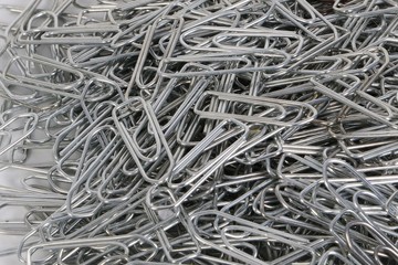 Close up of a pile of paper clips