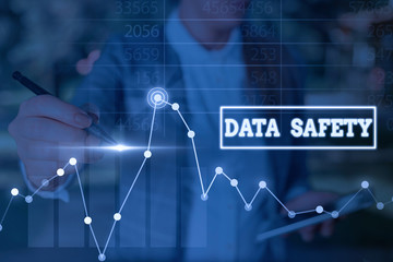 Word writing text Data Safety. Business photo showcasing concerns protecting data against loss by ensuring safe storage