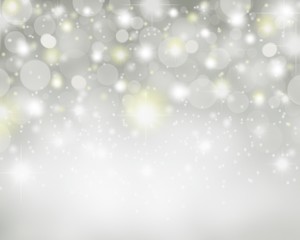 Gray abstract background with snowflakes winter and bokeh white blurred beautiful shiny light, use illustration Christmas new year wallpaper backdrop and texture your product. 