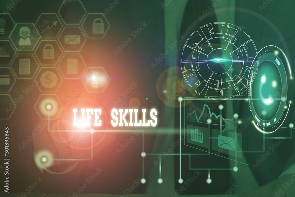 Poster conceptual hand writing showing life skills. concept meaning skill that is necessary for full partic