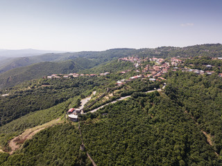 Aerial view to center of Sighnaghi town in Georgia's region of Kakheti. Signagi