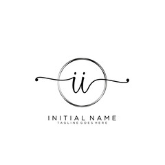 II Initial handwriting logo with circle template vector.